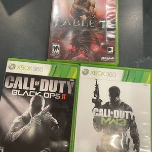 Xbox 360 Games:  Call of Duty Black Ops II, Call of Duty MW3, Fable II